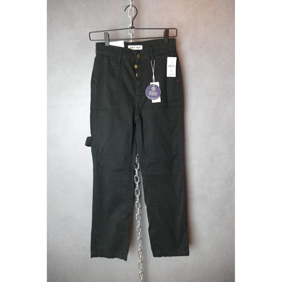 Warp+Weft Pants - Warp+Weft Aspen Pitch Black Utility Crop Straight Pants Size‎ 0/25 Treated HEIQ